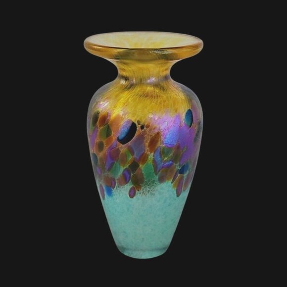 Very Small Robert Held Signed Iridescent Studio Art Glass Bud Vase - Picture 4 of 14